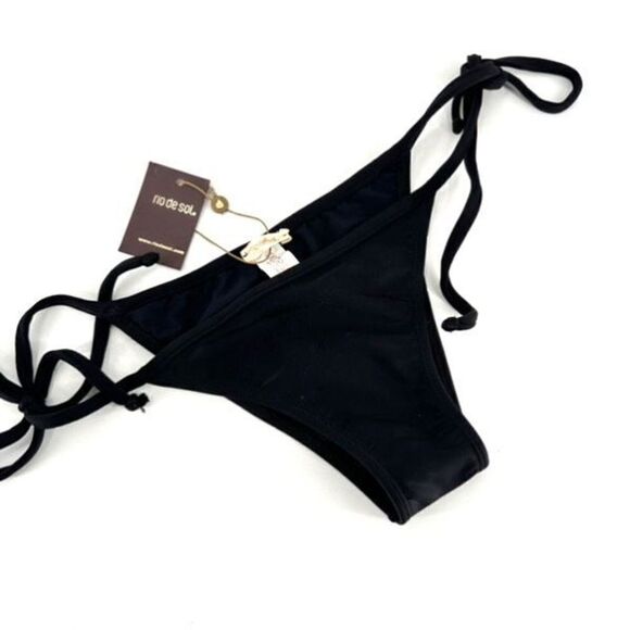 NWT Rio Del Sol Cheeky String Black Bikini Bottoms Size Large - Picture 2 of 7